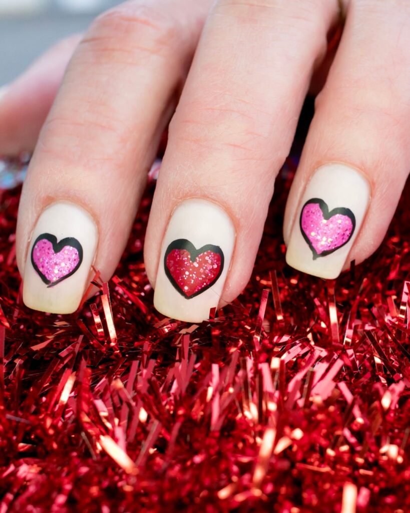 cute heart nail designs
